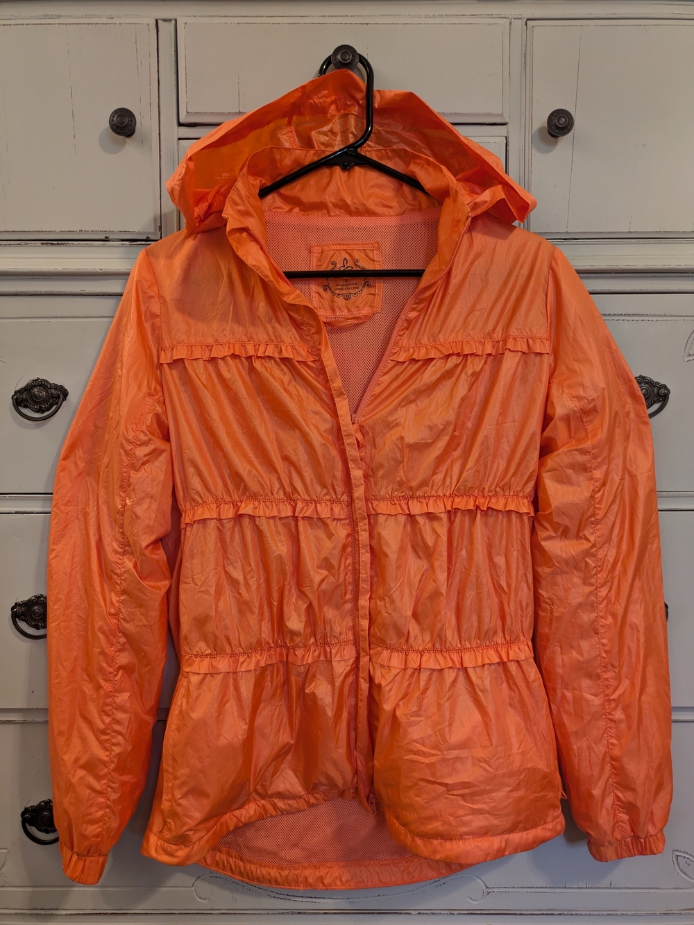 PrAna Breathe Tegan Wind Breaker Rain Jacket with Hood - Orange